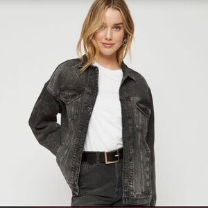 Dynamite Oversized Black Denim Jacket - Size Small